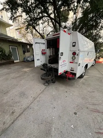 Magnet Plumbing service vehicle on-site for Water Heater Repair in San Marino